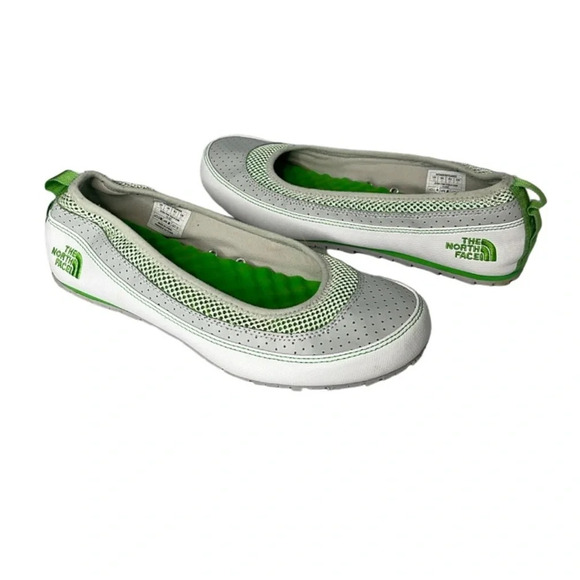 THE NORTH FACE Base Camp Ballet Flats Lime Green Grey White Mesh Perforated 10 - Picture 2 of 14